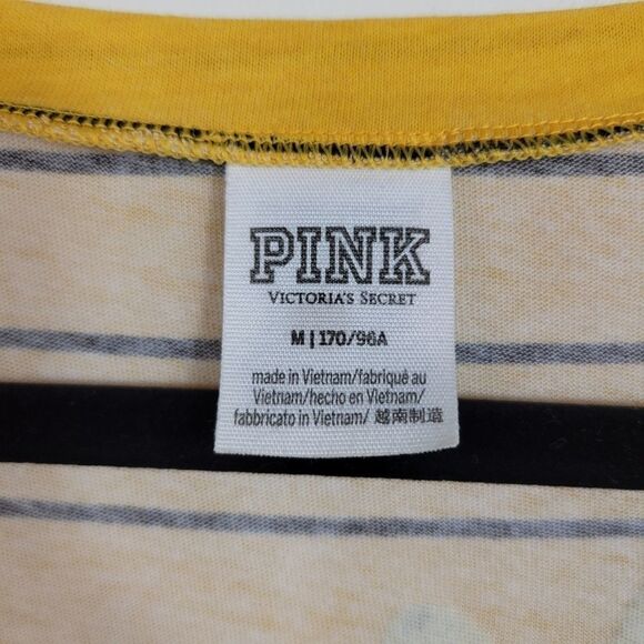 PINK Victoria's Secret Striped Top. Yellow & Black M - Picture 10 of 12